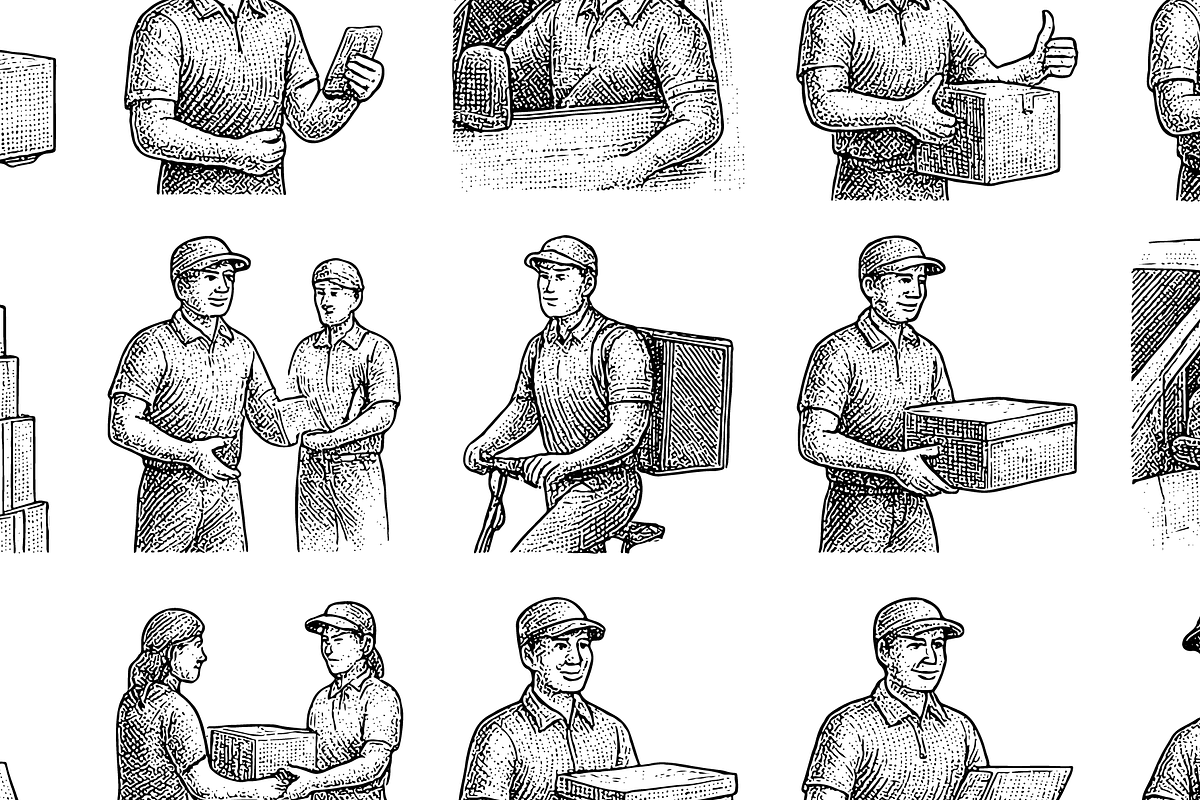 Delivery Worker Vintage Set, an Object Graphic by RT Studio (Photo 3 of 4)