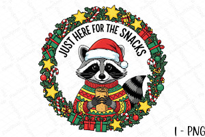 Christmas Raccoon with Snacks, an Illustration by DreamPrint404