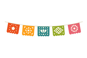 Colorful papel picado banner with, an Object Illustration by GraphiShop