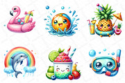 Cute Pool Party Watercolor Clipart, an Illustration by DreamPrint404 (Thumbnail 6 of 6)