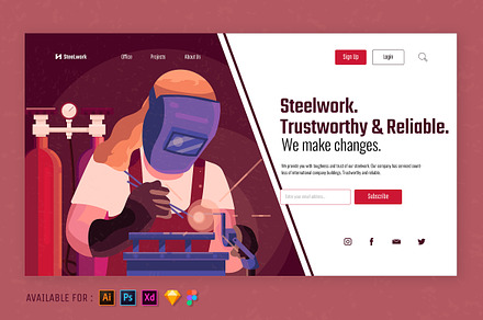 Steelwork For Construction, a Landing Page Template by SlideFactory