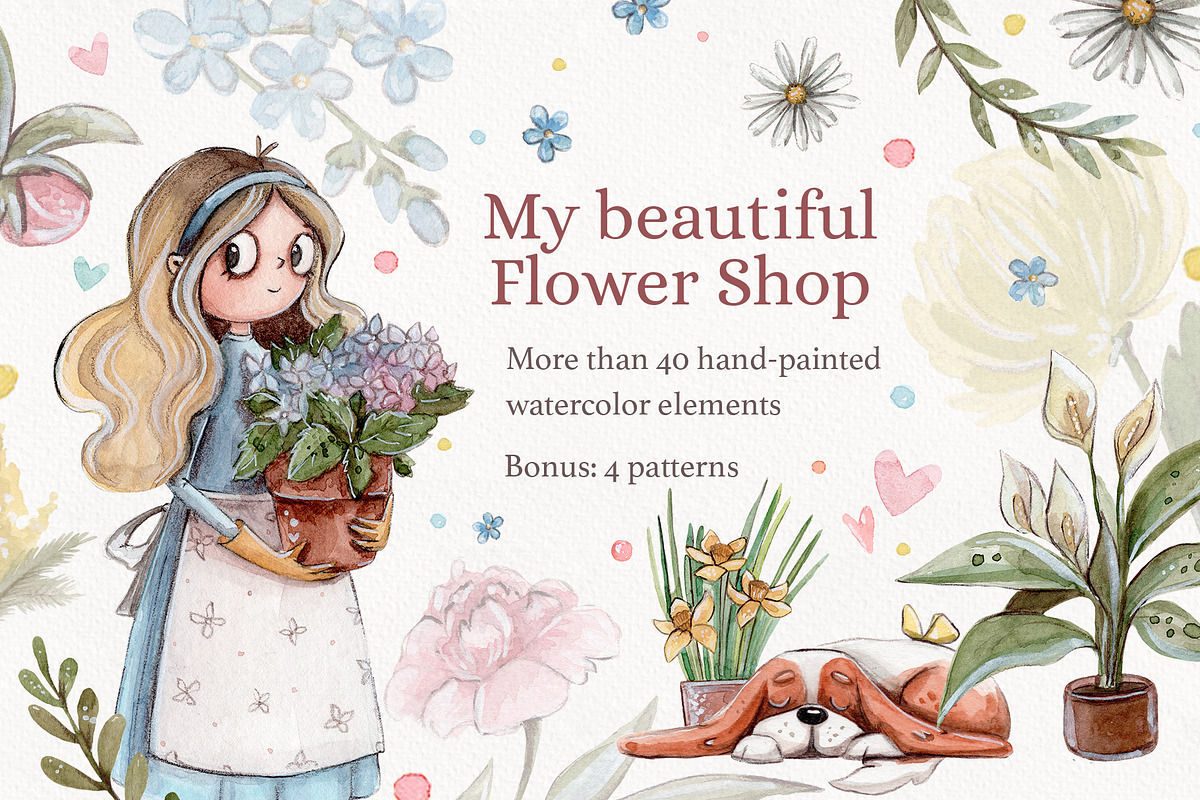 My beautiful Flower Shop +4 patterns, an Illustration by Kristina Crocus (Photo 1 of 6)