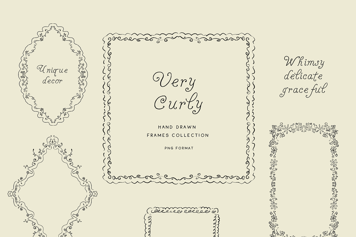 Line art hand drawn spiral frames, an Object Graphic by Grace Noboa Illustrations (Photo 12 of 13)