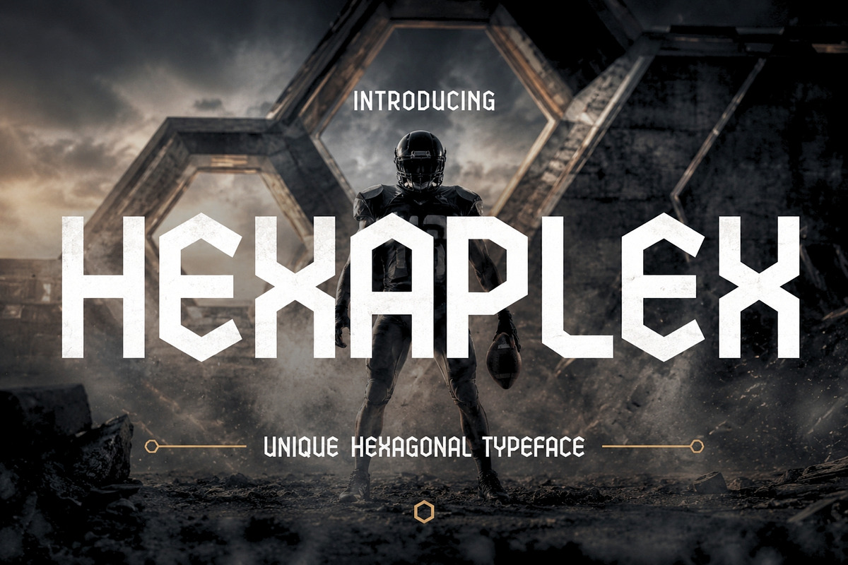Hexaplex - Geometric Typeface, a Sans Serif Font by HipFonts (Photo 1 of 8)