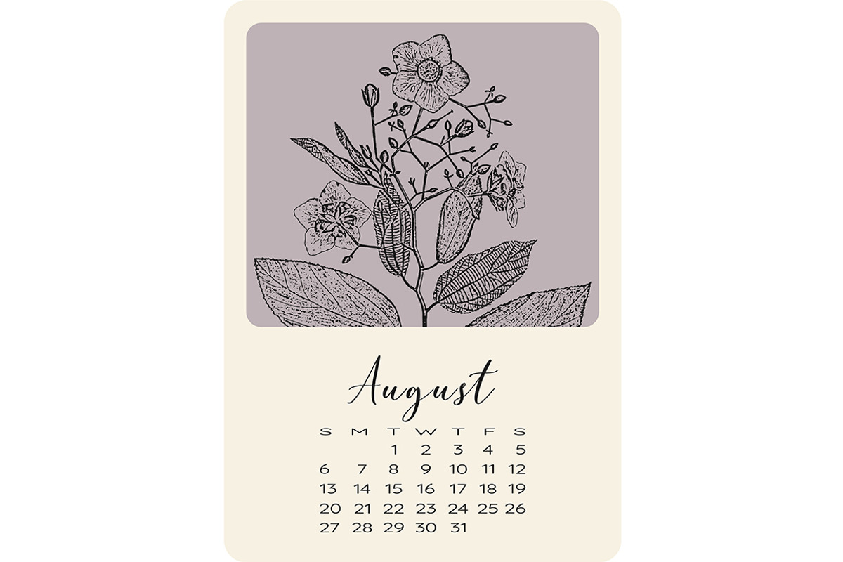 Calendar with monochrome flowers, a Stationery Template by NatalyN (Photo 9 of 13)