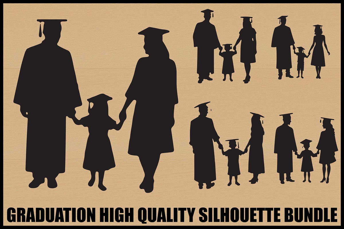 Graduation Family Silhouette Pack, an Illustration by hafijul