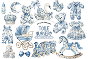 Blue Toile Baby Clipart, an Object Illustration by TatiMockup (Thumbnail 1 of 3)