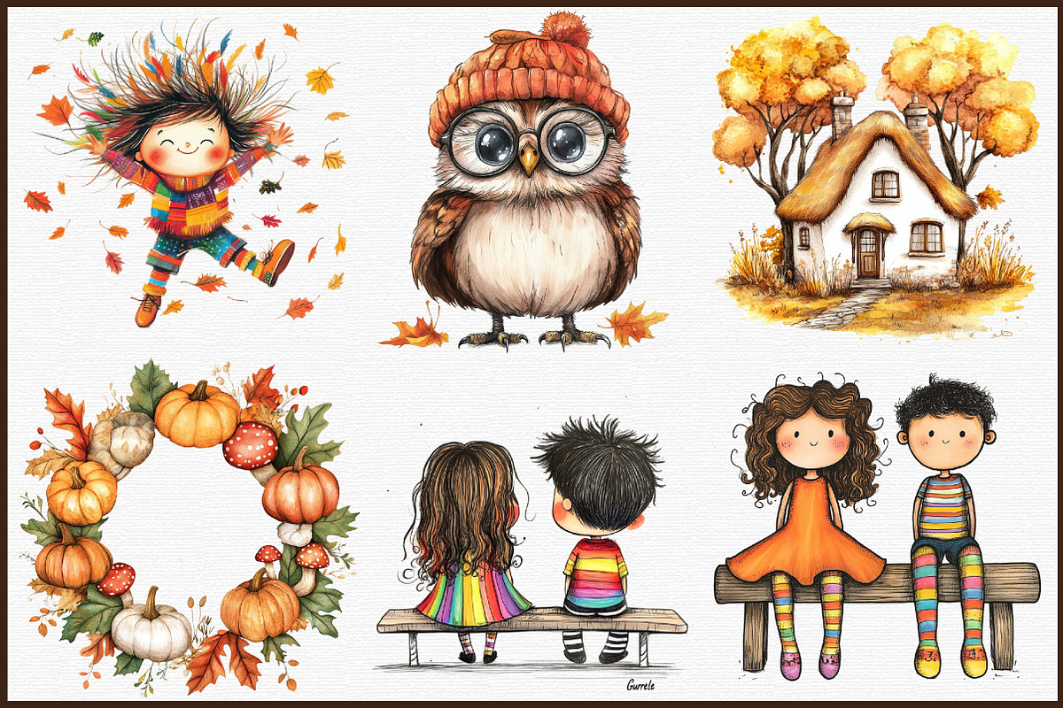 Quirky Whimsical Autumn Clipart Bund, an Illustration by Sublimation Artist (Photo 3 of 6)