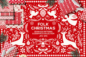 Folk Christmas Seamless Patterns, a Pattern Graphic by Sonulkaster