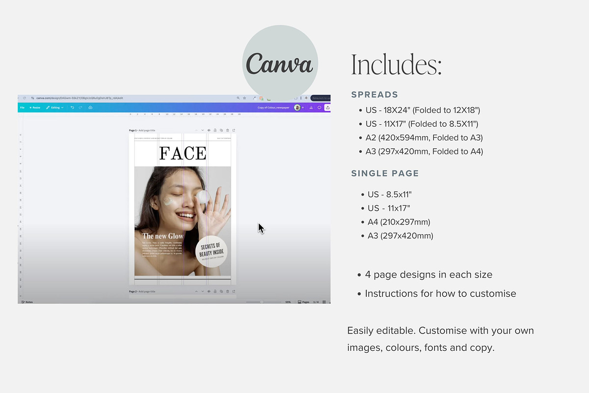 Colour Newspaper Template Canva Edit preview 5