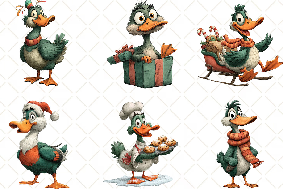 Quirky Christmas Duck Clipart PNG, an Illustration by Black Bird Studio (Photo 3 of 6)