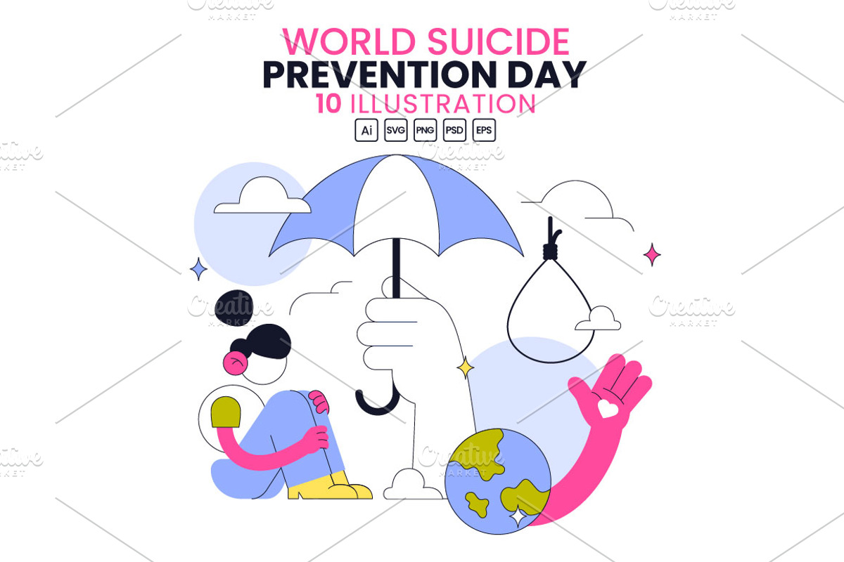 10 World Suicide Prevention Day, a Person Illustration by denayunebgt (Photo 1 of 4)
