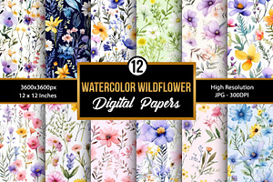 Watercolor Wildflowers Digital Paper