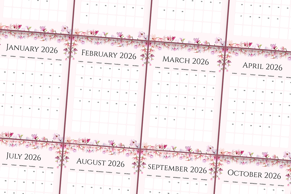 2026 Canva Flower Calendar Template, a Card Template by Snapybiz (Photo 7 of 10)
