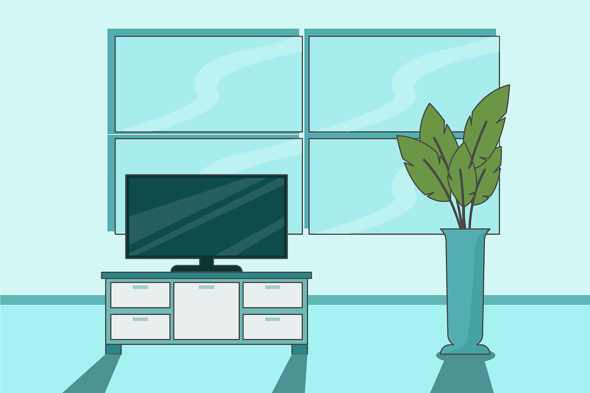 living room vector illustration, a Decorative Illustration by zyxroun shop
