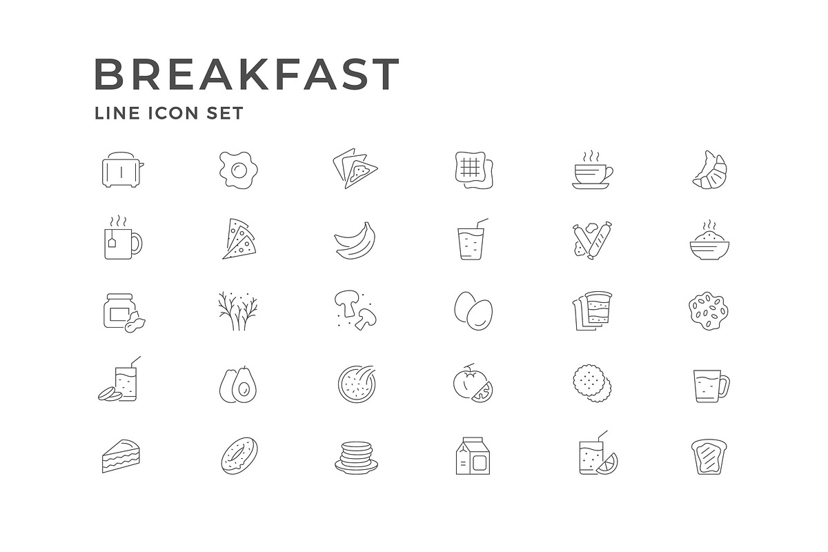 Set line icons of breakfast, an Outline Icon by motorama (Photo 2 of 2)