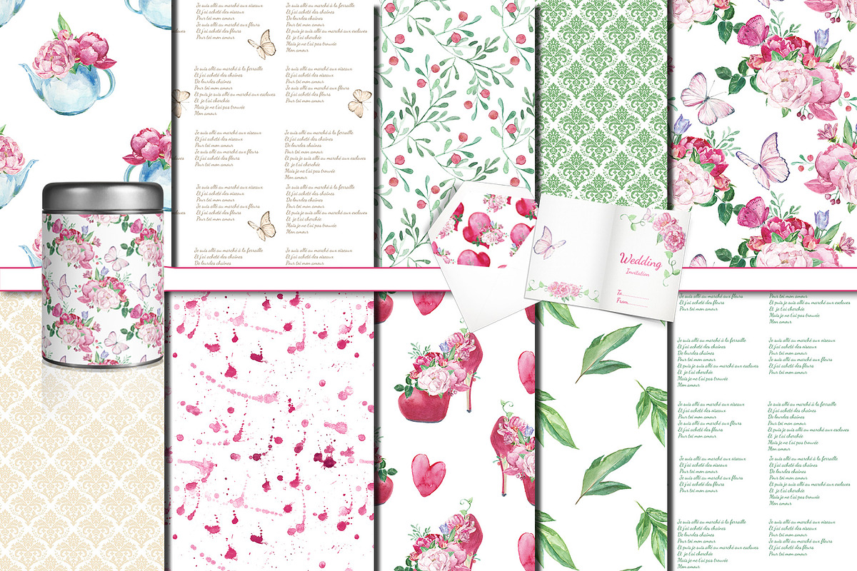 Romantic bouquet watercolor set, an Illustration by DollyPotterson (Photo 6 of 8)