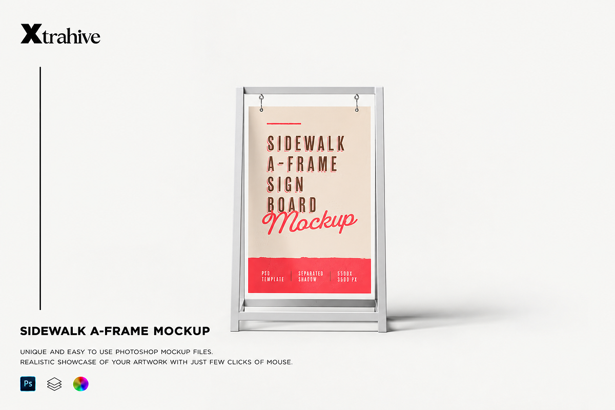 Outdoor Advertising A-Stand Mockup, an Advertising Mockup by Xtrahive (Photo 1 of 2)