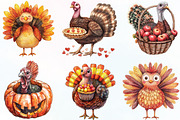 Watercolor Autumn Turkey Clipart, an Illustration by CraftArtStudio (Thumbnail 3 of 6)