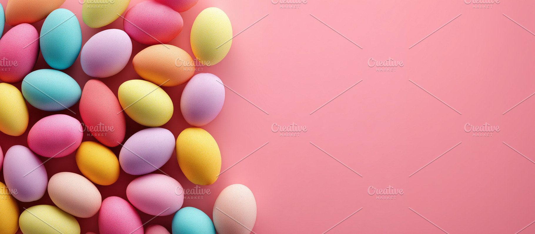 Colorful pastel Easter eggs arranged, a Holiday Photo by MistyDay