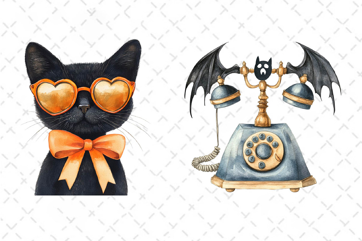 Cute Retro Halloween Clipart, an Illustration by Dream Creation (Photo 6 of 6)