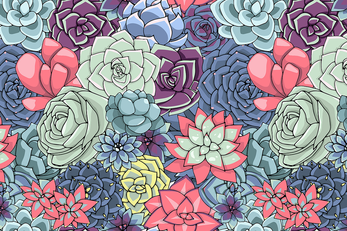 Vector succulents seamless pattern, a Pattern Graphic by kizi (Photo 1 of 2)