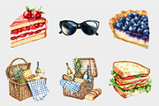 Watercolor Picnic Clipart, a Seasonal Illustration by Design Market (Thumbnail 4 of 4)
