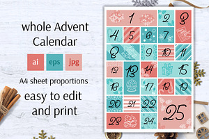 Xmas Advent Calendar A4 Vertical