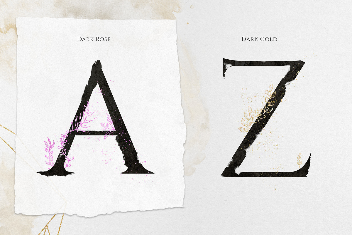 Floral Glitter Alphabet & Graphics, a Texture Illustration by Perfect Design (Photo 3 of 8)
