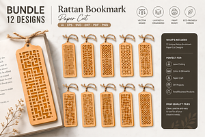 Rattan Bookmark Paper Cut, an Object Graphic by OTVEY DESIGN