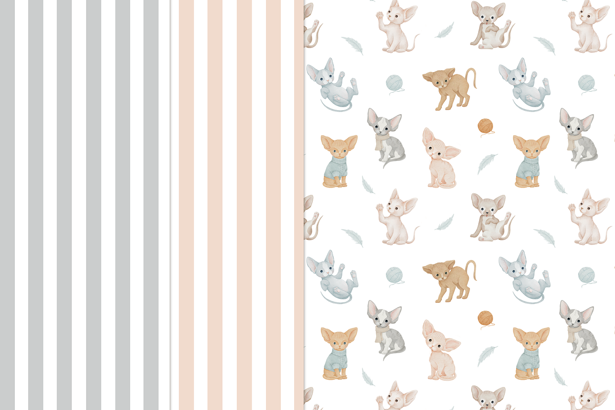Sphynx Kittens – Patterns & Clipart, a Pattern Graphic by tetiartline (Photo 3 of 5)