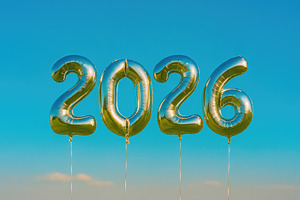 golden 2026 balloons, as the new year, generative AI, a Photo by Nito