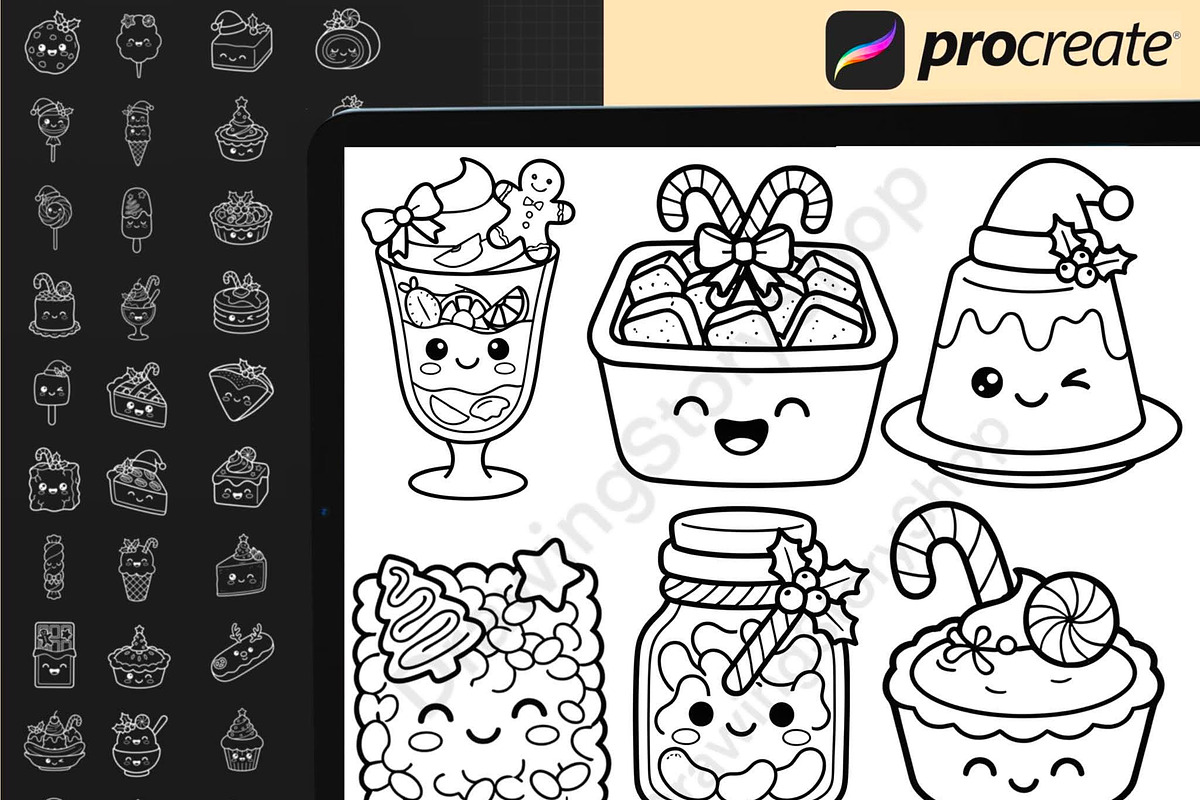 150Christmas Dessert Procreate Stamp, a Brush Add-On by DrawingStoryShop (Photo 6 of 6)