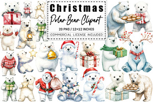 Christmas Polar Bear Clipart, a Graphic by CitraGraphics