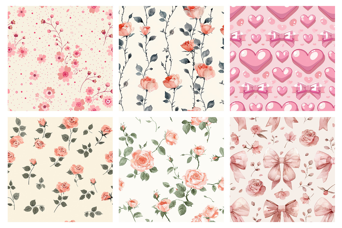 Coquette Seamless Patterns, an Illustration by DreamArtGraphic (Photo 2 of 5)