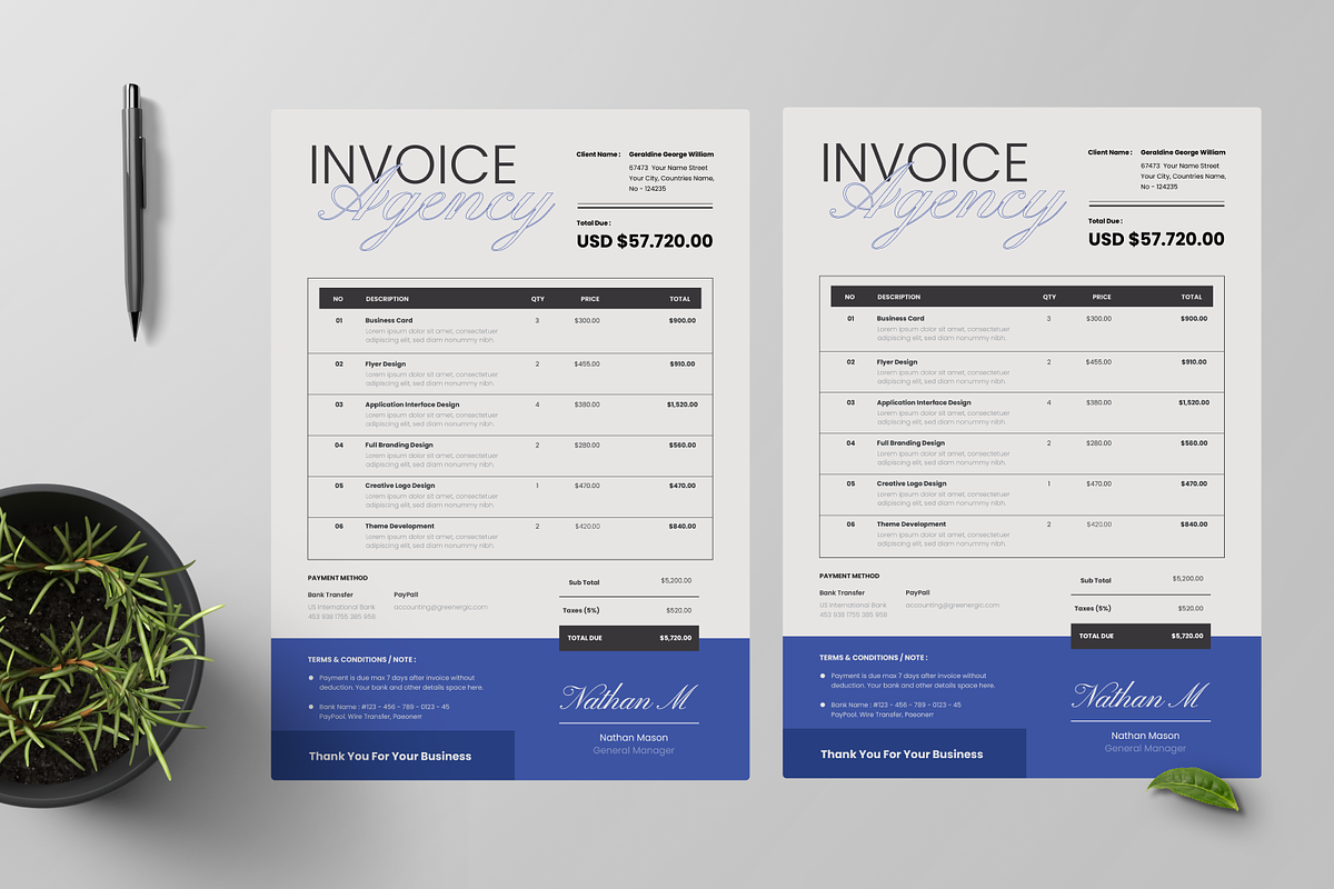 Simple Modern Invoice, a Stationery Template by Annora Studio (Photo 2 of 5)