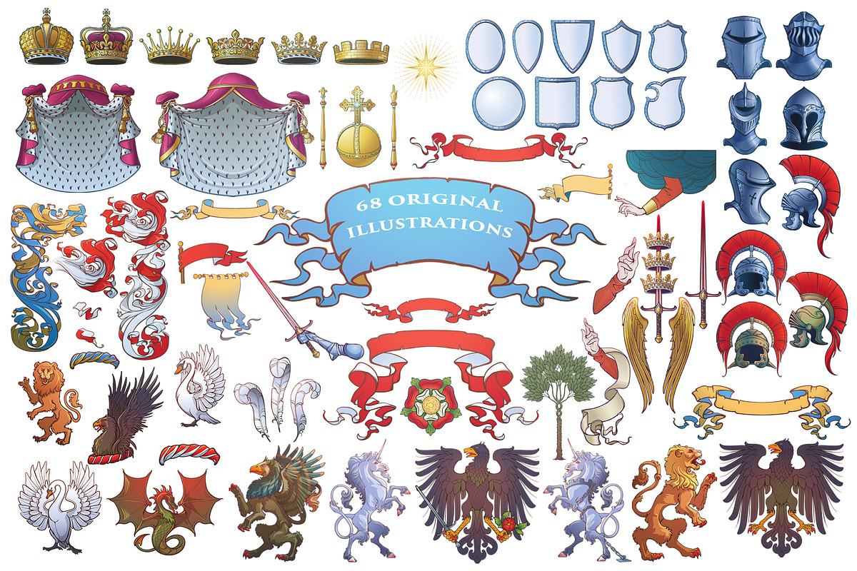 Coat of Arms Construction Kit, an Object Illustration by AntonPix Studio (Photo 2 of 3)