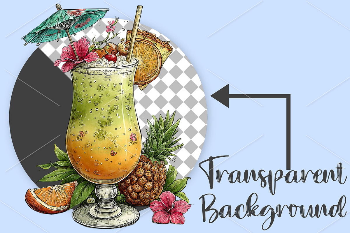 Whimsical Summer Cocktail Clipart, a Seasonal Illustration by Canvas Craft (Photo 2 of 7)