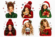 Christmas Girl Clipart PNG Bundle, a Seasonal Illustration by Craft Nest (Thumbnail 2 of 3)