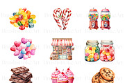 Watercolor Candy Clipart, Sweets, a Food Illustration by BrushstrokeArtGB (Thumbnail 3 of 9)