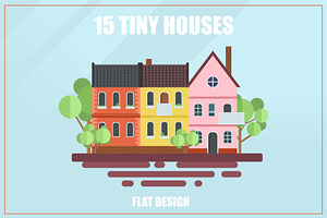 Collection of tiny houses in vector