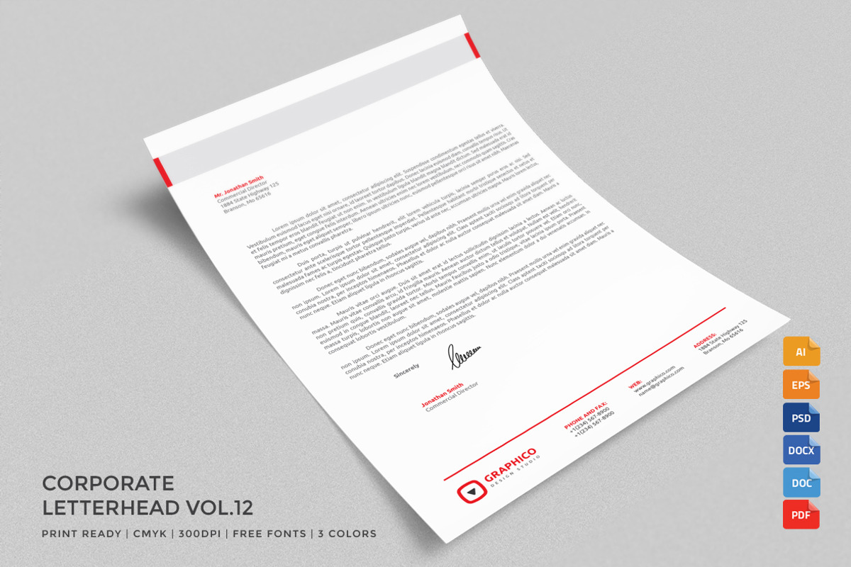 Corporate Letterhead 12 with MS Word, a Stationery Template by ND Design (Photo 1 of 7)