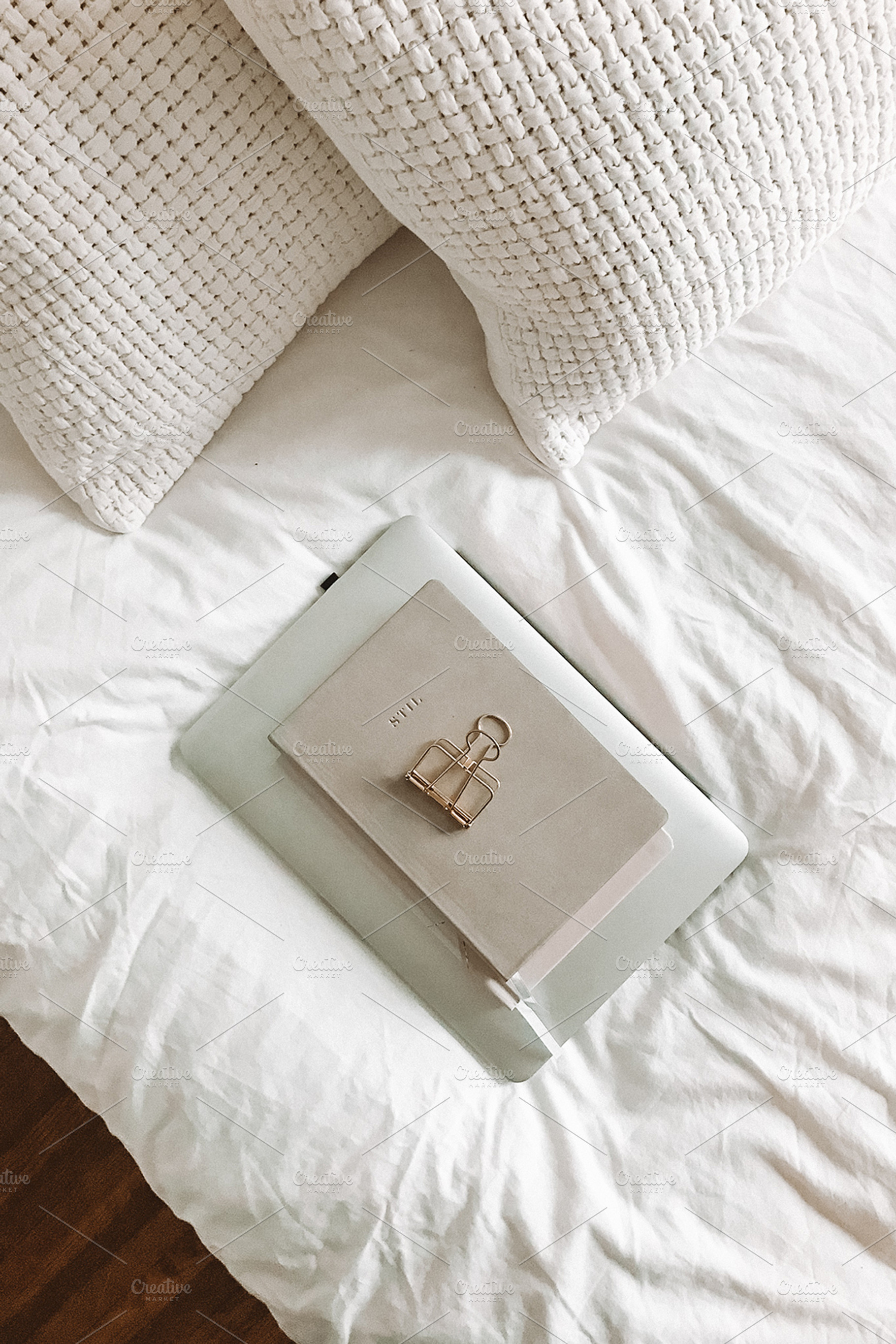Books on White Bed, an Architecture Photo by Marissa Cristina