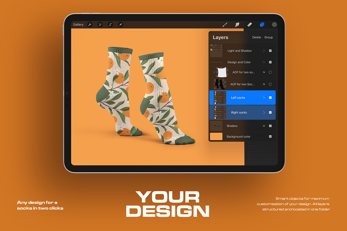 High Socks Mockup For Procreate, a Bottom Mockup by Grow Design Craft Studio (Photo 4 of 6)