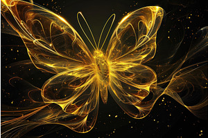 Dazzling Abstract Golden Butterfly