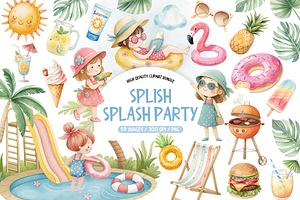 Splish Splash Party Clipart, an Illustration by TatiMockup
