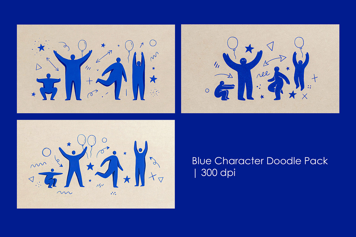 Blue Character Doodle Pack, a Decorative Illustration by StockVerse Creative (Photo 1 of 4)