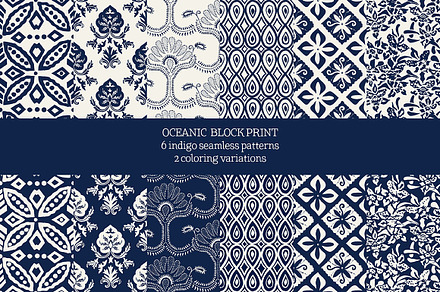 Blue Oceanic Block Print