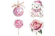 Pink Christmas Clipart Set, a Seasonal Illustration by CitraGraphics (Thumbnail 5 of 5)