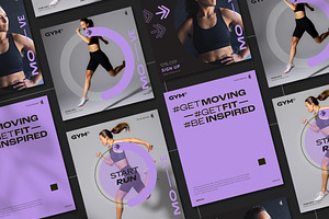 Gym & Fitness Social Media Set with, a Templates & Theme by wavebreak